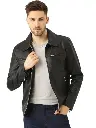 Leather Retail Men's Black Solid Jacket